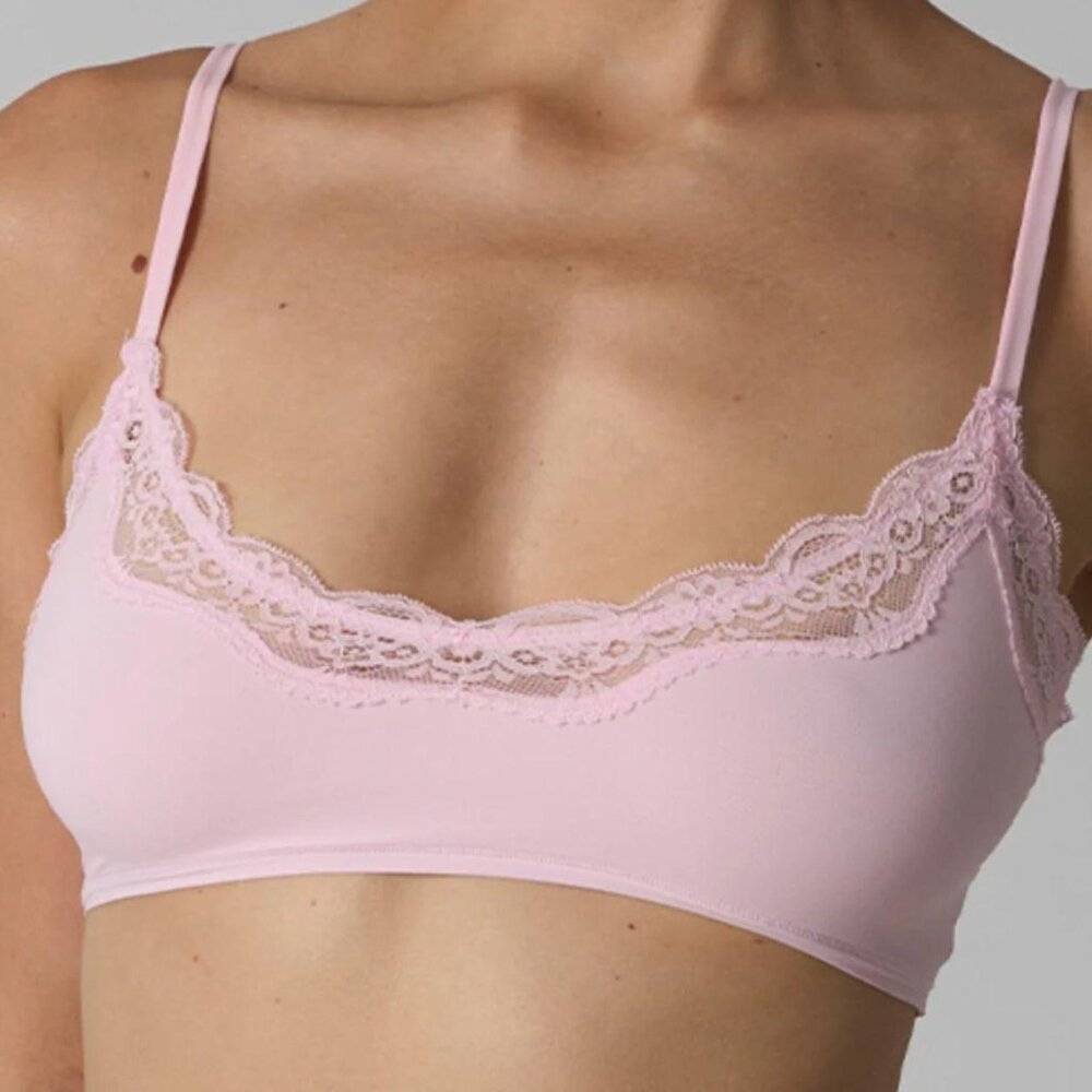 Baby Pink Scoop Bralette with lace trim